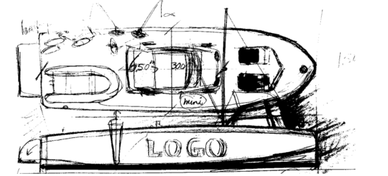 Load Master Boats' eerste idee zwart wit Load Master Boats' eerste idee zwart wit