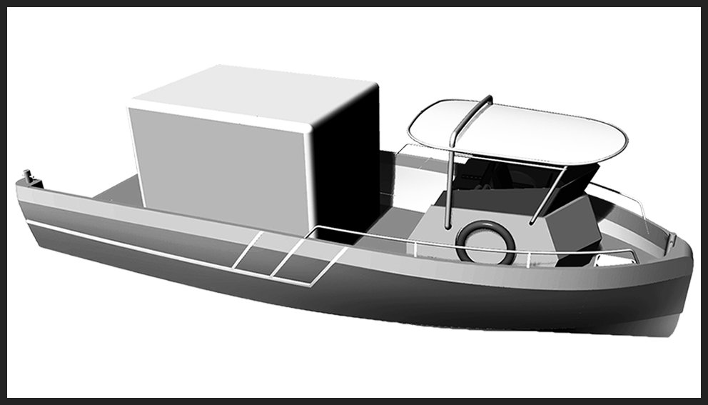 Load Master Boats – module container zwartwit kader