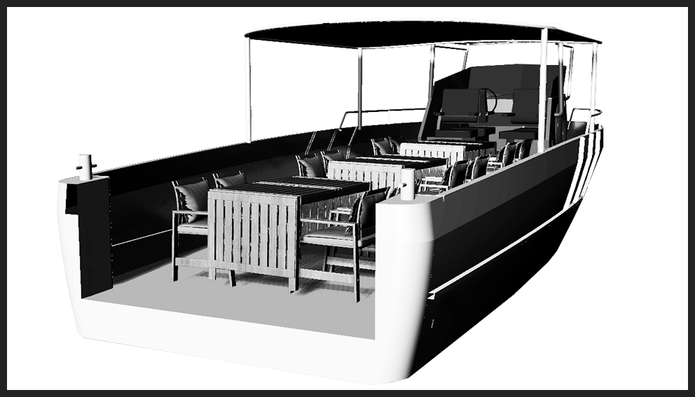Load Master Boats – module pasagiers zwartwit kader